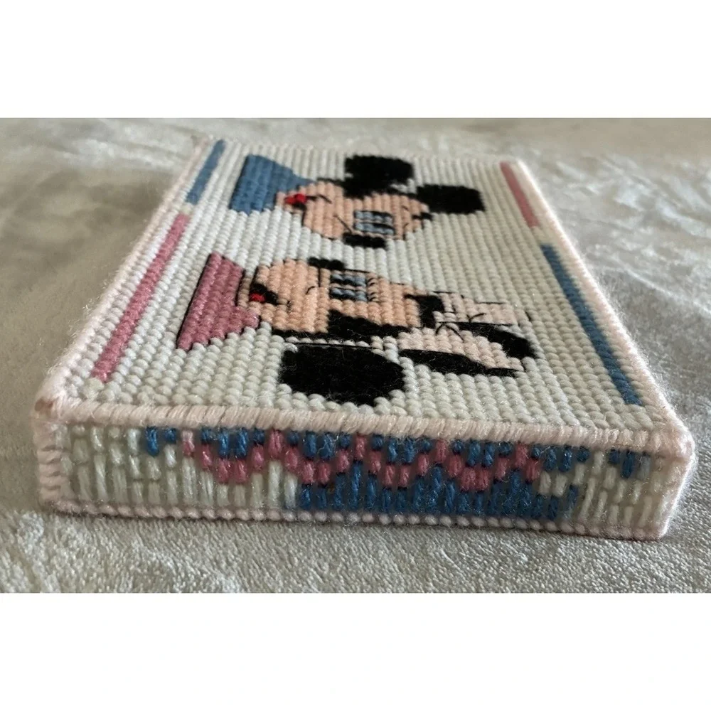 Mickey Mouse Minnie Needlepoint Nursery Decor Pink Blue‎ 6x8.5